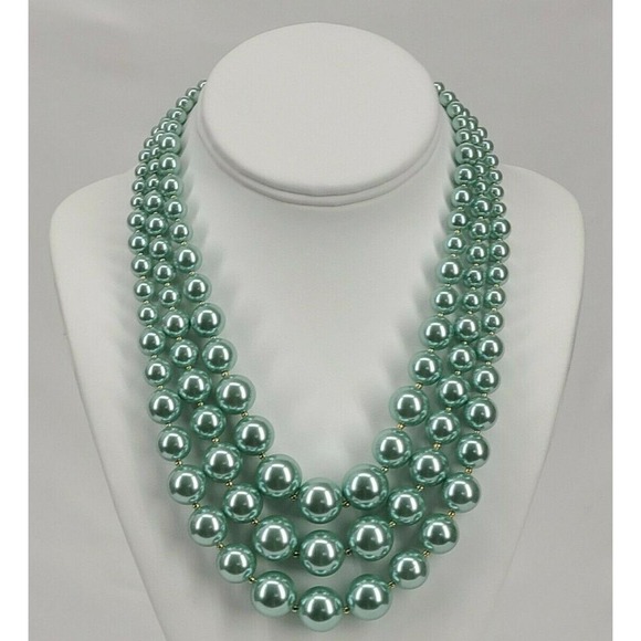 Charter Club Jewelry - Three-Row Faux Pearl Collar Necklace Aqua NWT Beautiful & Elegant New with Tag